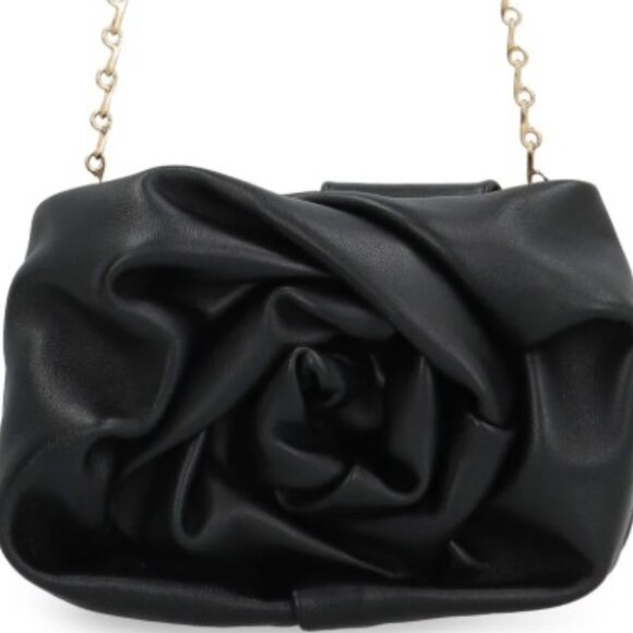 BURBERRY Black Rose Clutch w/Gold Chain & BURBERRY Dust Bag Soft Leather NWT - Picture 9 of 16